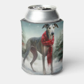 Greyhound Dog in Schneehocht Dosenkühler (Kanne Rückseite)