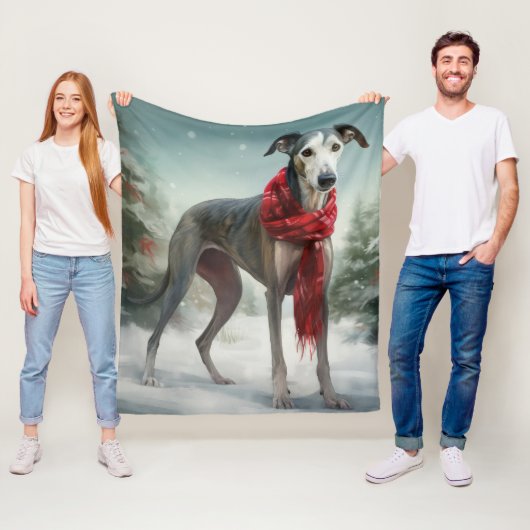 Greyhound Dog in Schneehocht Fleecedecke (Beispiel)