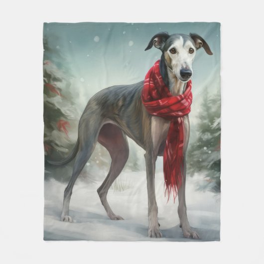 Greyhound Dog in Schneehocht Fleecedecke (Vorderseite)