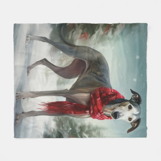 Greyhound Dog in Schneehocht Fleecedecke (Vorderseite (Horizontal))