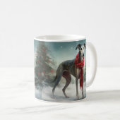 Greyhound Dog in Schneehocht Kaffeetasse (VorderseiteRechts)
