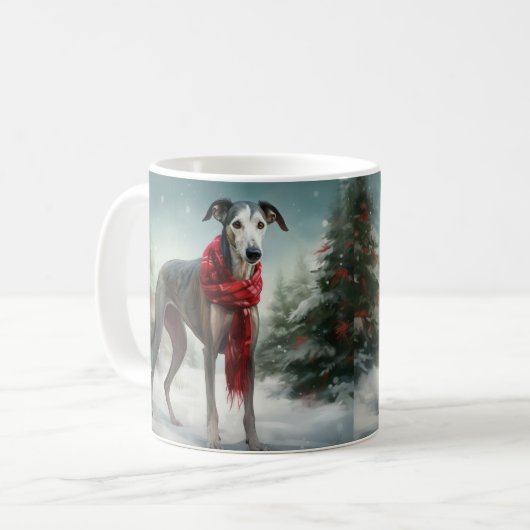 Greyhound Dog in Schneehocht Kaffeetasse (Vorderseite Links)