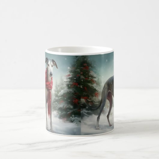 Greyhound Dog in Schneehocht Kaffeetasse (Mittel)
