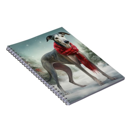 Greyhound Dog in Schneehocht Notizblock (Rechte Seite)