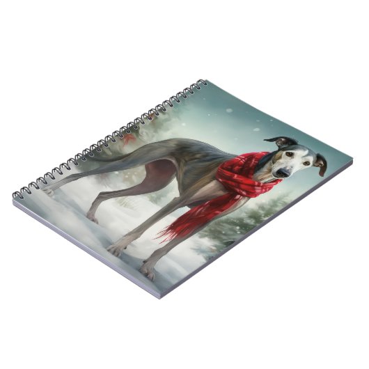Greyhound Dog in Schneehocht Notizblock (Linke Seite)
