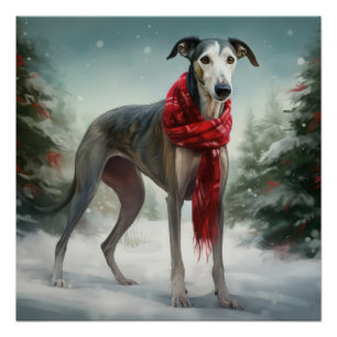 Greyhound Dog in Schneehocht Poster