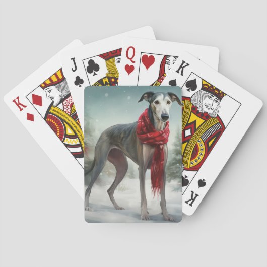 Greyhound Dog in Schneehocht Spielkarten (Rückseite)