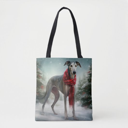 Greyhound Dog in Schneehocht Tasche (Vorderseite)