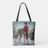 Greyhound Dog in Schneehocht Tasche (Rückseite)