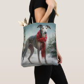Greyhound Dog in Schneehocht Tasche (Von Nahem)