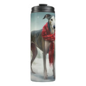 Greyhound Dog in Schneehocht Thermosbecher (Vorderseite)