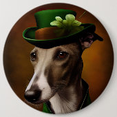 Greyhound Dog in St. Patrick's Day Dress Button (Vorderseite)