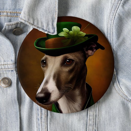 Greyhound Dog in St. Patrick's Day Dress Button (Beispiel)