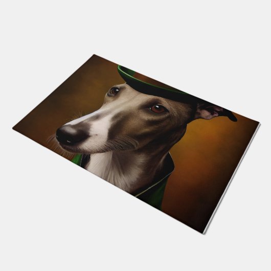 Greyhound Dog in St. Patrick's Day Dress Fußmatte (Schrägansicht)