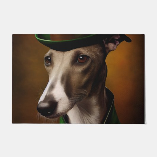 Greyhound Dog in St. Patrick's Day Dress Fußmatte (Vorderseite)