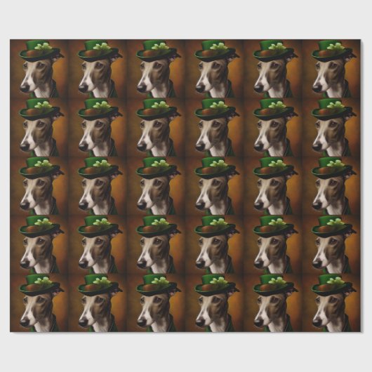 Greyhound Dog in St. Patrick's Day Dress Geschenkpapier (Flach)