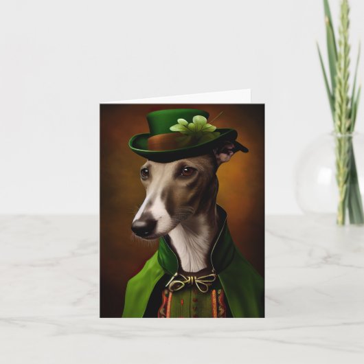 Greyhound Dog in St. Patrick's Day Dress Karte (Vorderseite)