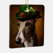 Greyhound Dog in St. Patrick's Day Dress Keramikornament (Rechts)