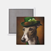 Greyhound Dog in St. Patrick's Day Dress Magnet (Vorderseite/Rückseite)