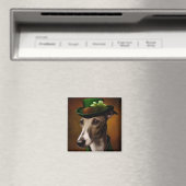 Greyhound Dog in St. Patrick's Day Dress Magnet (In Situ (Geschirrspüler))