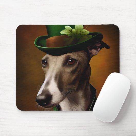 Greyhound Dog in St. Patrick's Day Dress Mousepad (Mit Mouse)