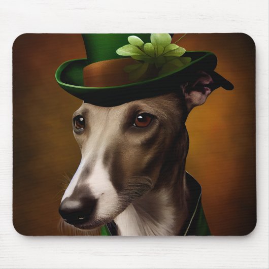 Greyhound Dog in St. Patrick's Day Dress Mousepad (Vorne)