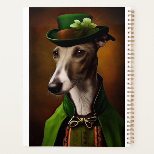Greyhound Dog in St. Patrick's Day Dress Planer (Rückseite)