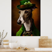 Greyhound Dog in St. Patrick's Day Dress Poster (Küche)