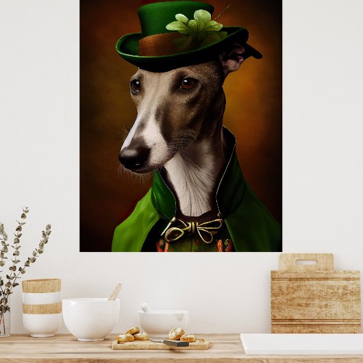 Greyhound Dog in St. Patrick's Day Dress Poster (Küche)
