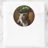Greyhound Dog in St. Patrick's Day Dress Runder Aufkleber (Tasche)