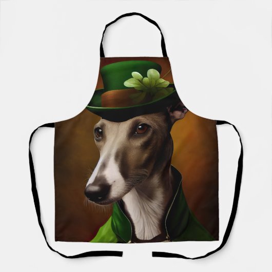 Greyhound Dog in St. Patrick's Day Dress Schürze (Vorderseite)