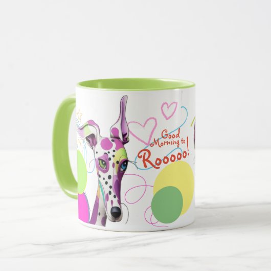 Greyhound Dog Liebhaber spielerischer Happy Art Tasse (Vorderseite Links)