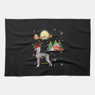 Greyhound Dog Light Christmas Rentier Tree Xmas G Geschirrtuch
