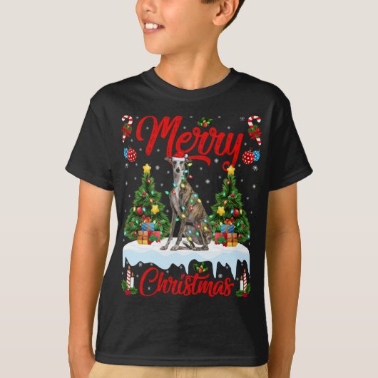 Greyhound Dog Lights Xmas Tree Santa Greyhound Chr T-Shirt (Vorderseite)