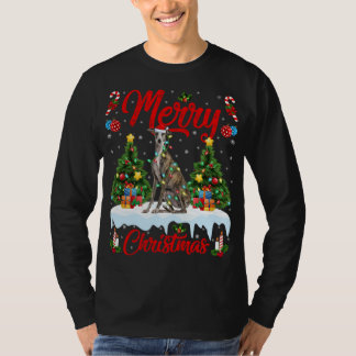 Greyhound Dog Lights Xmas Tree Santa Greyhound Chr T-Shirt
