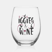 Greyhound Dog Mama Weinliebhaber Witziger Text Weinglas Ohne Stiel (Vorderseite)