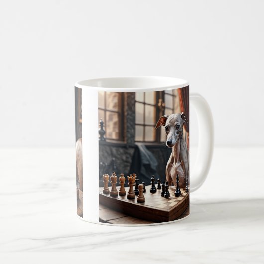 Greyhound Dog Playing Schach Kaffeetasse (VorderseiteRechts)
