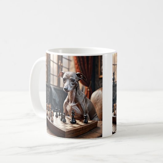 Greyhound Dog Playing Schach Kaffeetasse (Vorderseite Links)