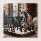 Greyhound Dog Playing Schach Puzzle (Vertikal)