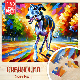 Greyhound Dog Portrait Akryllische Kunst Print Dog Puzzle