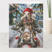 Greyhound Dog Riding Motorrad Weihnachten Karte (Vorderseite)
