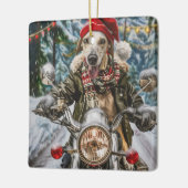 Greyhound Dog Riding Motorrad Weihnachten Keramikornament (Links)