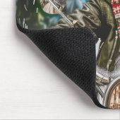 Greyhound Dog Riding Motorrad Weihnachten Mousepad (Ecke)