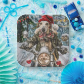 Greyhound Dog Riding Motorrad Weihnachten Pappteller (Party)
