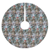 Greyhound Dog Riding Motorrad Weihnachten Polyester Weihnachtsbaumdecke (Vorderseite)