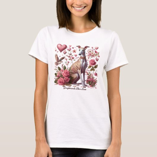 Greyhound Dog Romantic T-Shirt (Vorderseite)