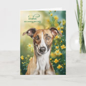Greyhound Dog Tiny Yellow Flowers Get Well Karte (Vorderseite)