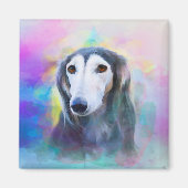 Greyhound Dog Wasserfarben Art Malerei Magnet (Vorne)