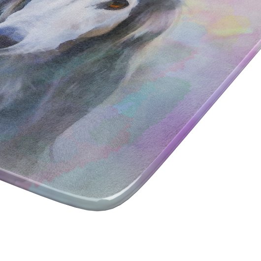 Greyhound Dog Wasserfarben Art Malerei Schneidebrett (Ecke)