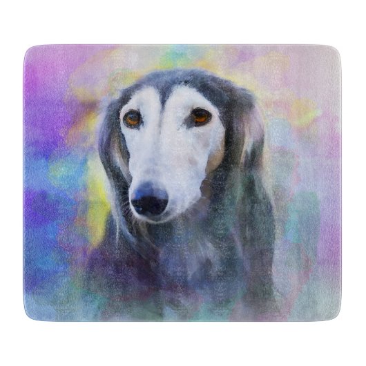 Greyhound Dog Wasserfarben Art Malerei Schneidebrett (Vorderseite)